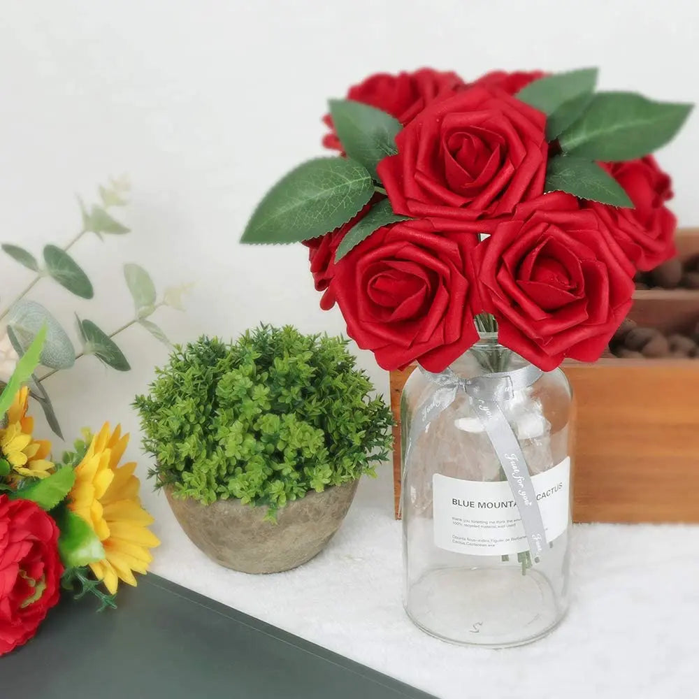 25pcs Real‑Looking Artificial Roses – Soft PE Foam Flower Heads for DIY Wedding Bouquets, Party Décor, Baby Shower & Home Arrangements