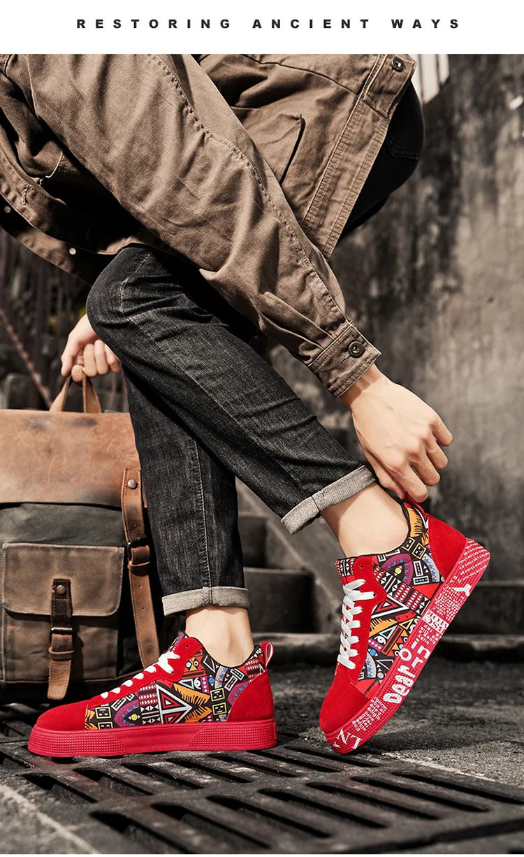 Mens Casual Sport Shoes 2025 Autumn Fashion Comfort Non Slip Casual Sneakers Platform Outdoor Running Shoes Graffiti Board Shoes