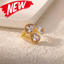 Luxury Gold Plated Colorful Zircon Heart Ring for Women | Stainless Steel