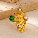 Luxury Gold Plated Colorful Zircon Heart Ring for Women | Stainless Steel