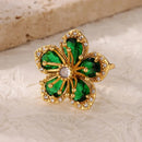 Luxury Gold Plated Colorful Zircon Heart Ring for Women | Stainless Steel