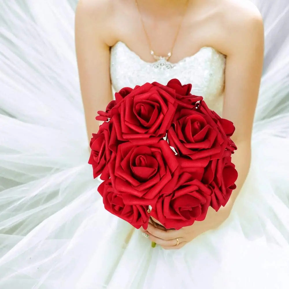 25pcs Real‑Looking Artificial Roses – Soft PE Foam Flower Heads for DIY Wedding Bouquets, Party Décor, Baby Shower & Home Arrangements