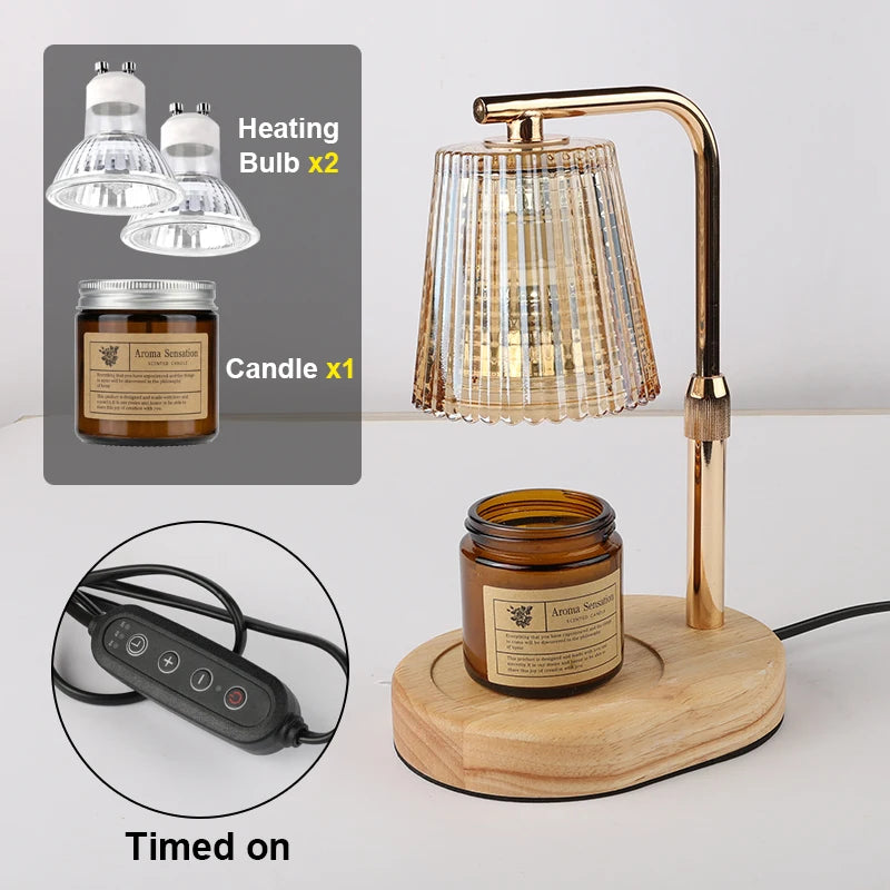 50W Candle Warmer Lamp with Timer – Dimmable Glass Candle Melter, Adjustable Light for Cozy Bedroom & Home Decor (No Flame, No Smoke)