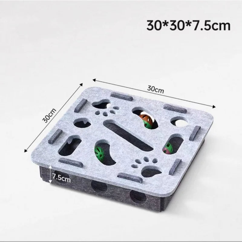 Interactive Cat Puzzle Maze Toy – Felt Box with Bell Ball for Smart Play