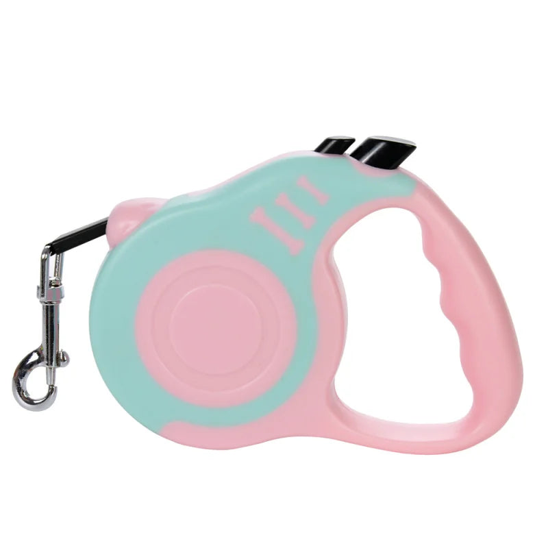 Retractable Dog Leash 3m/5m – Tangle‑Free Nylon Lead for Small & Medium Pets