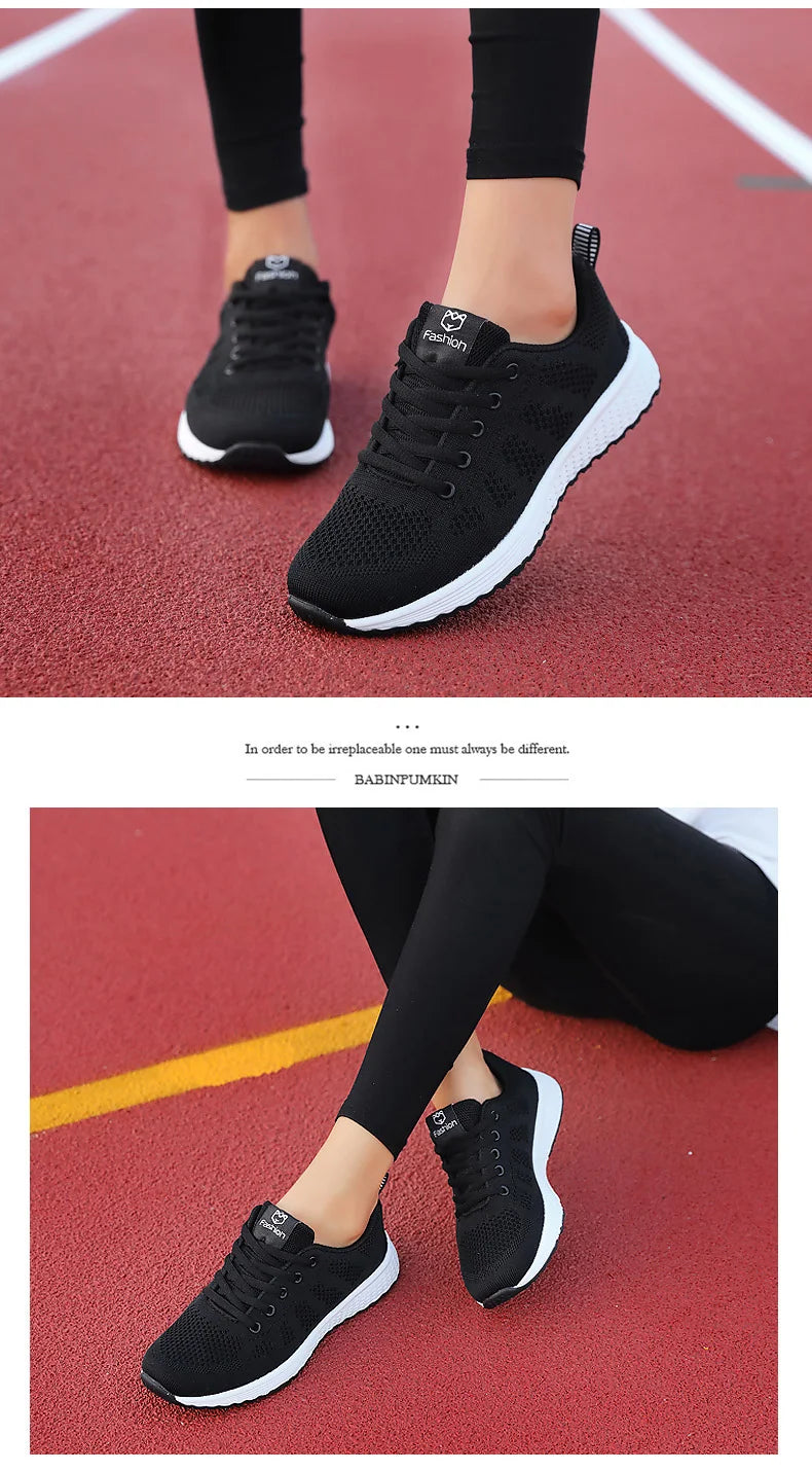 Breathable Mesh Lace-Up Sneakers