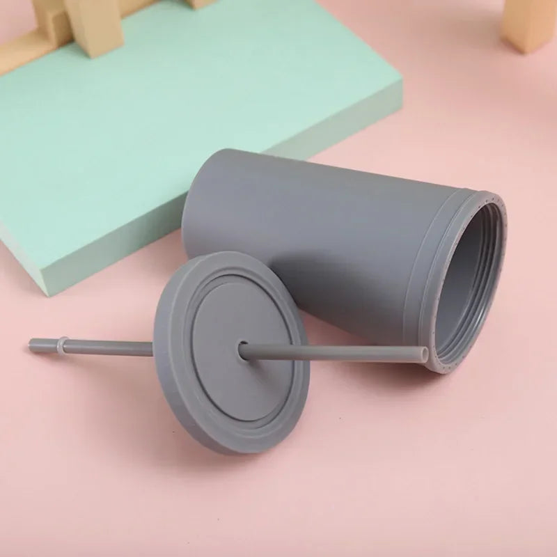 Double-layer Candy Color Straw Cup