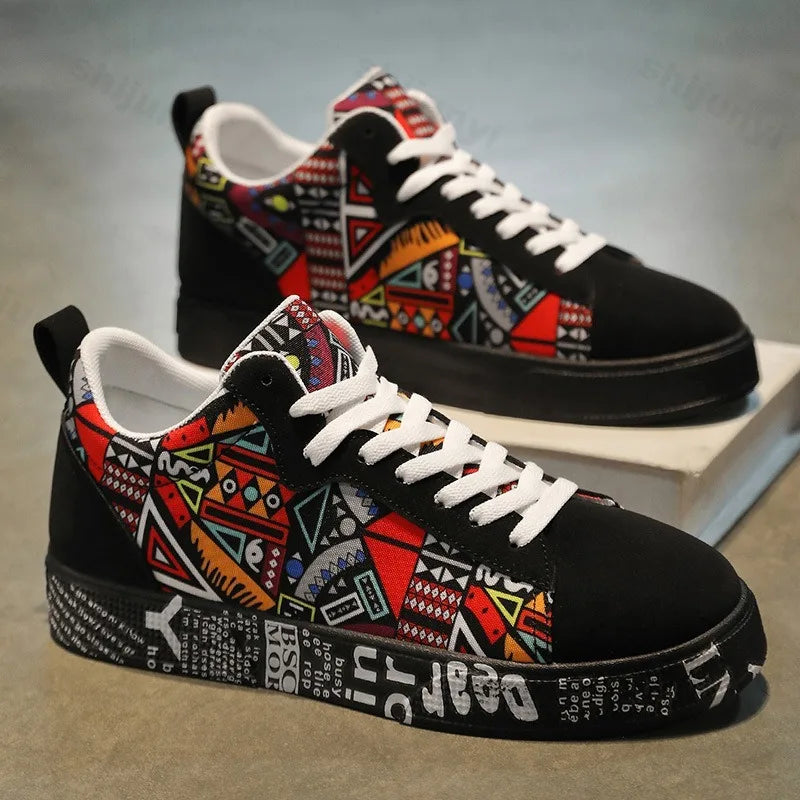 Mens Casual Sport Shoes 2025 Autumn Fashion Comfort Non Slip Casual Sneakers Platform Outdoor Running Shoes Graffiti Board Shoes