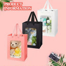5/10pcs Transparent Window Gift Bags – White & Black Paperboard Packaging Boxes for Weddings, Birthdays, Parties, Baking & Takeout