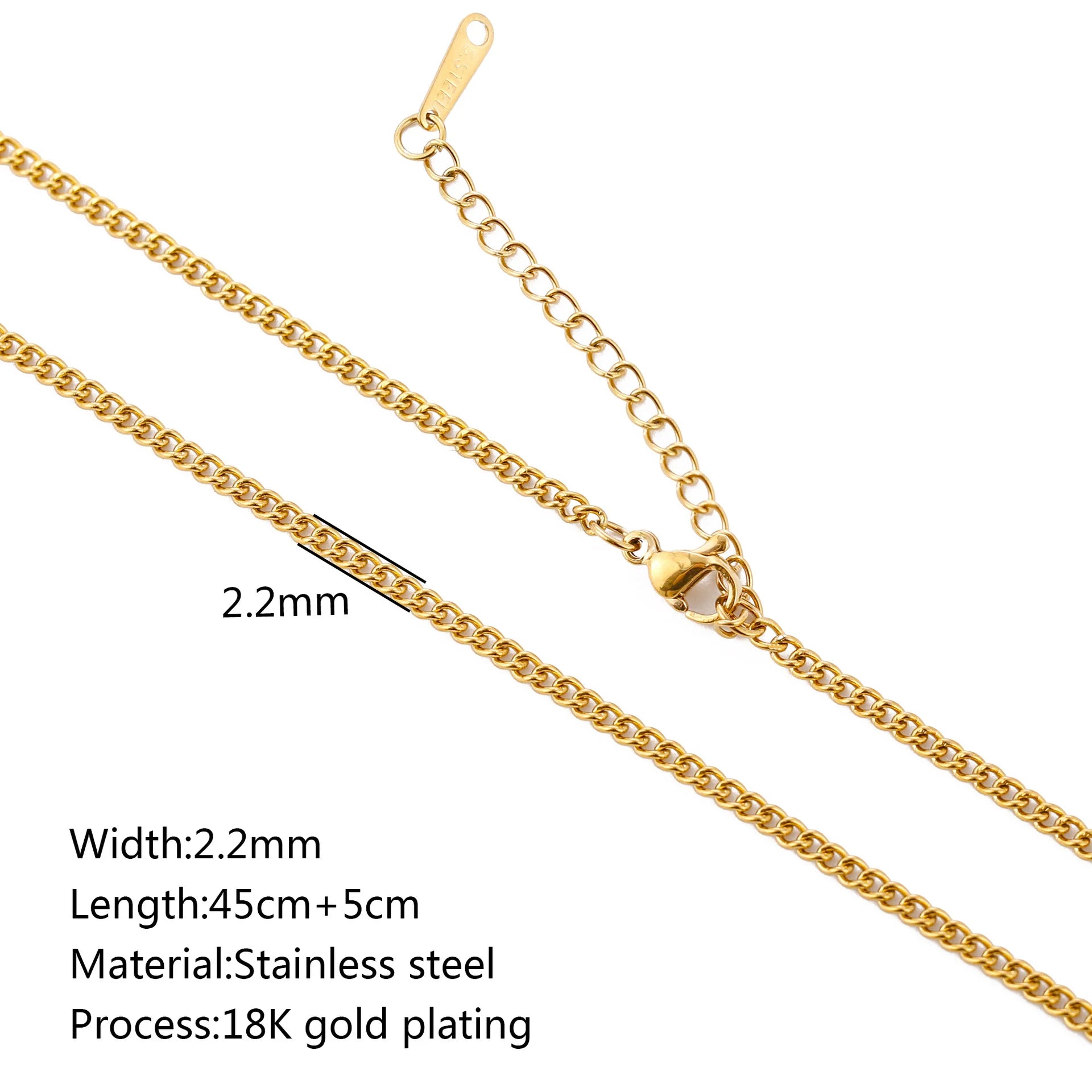 5‑Piece Stainless Steel Chain Necklace Set – Bead, Rope, Cuban, Paperclip & Snake Link Chains for Women, 18K Gold & Steel DIY Jewelry