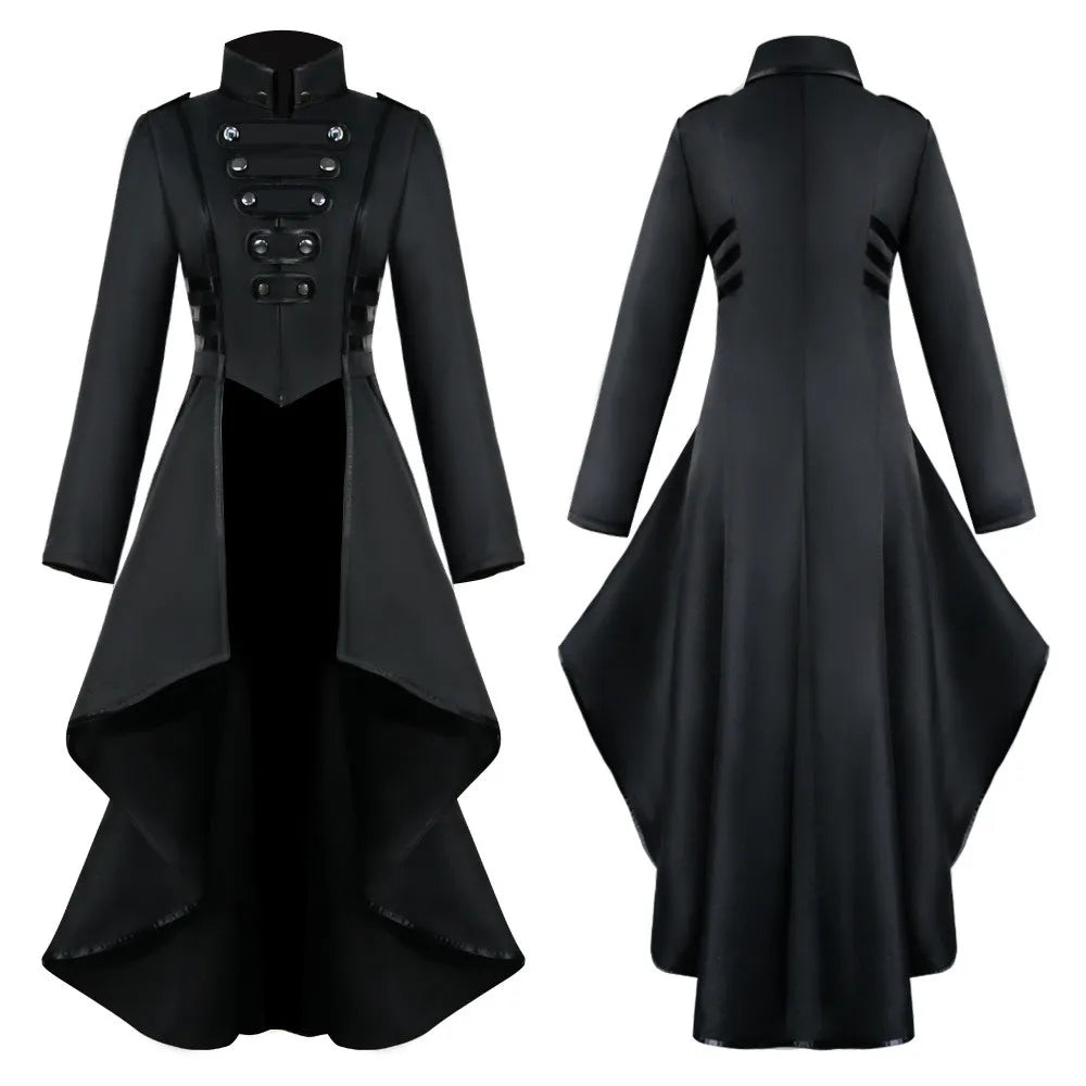 Women’s Gothic Steampunk Tailcoat Jacket | Retro Victorian Cosplay Coat | Medieval Halloween Tuxedo Dress