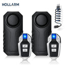 Hollarm Wireless Bicycle Vibration Alarm Rechargeable Waterproof Motorcycle Bike Alarms Remote Control Anti Lost Security Sensor