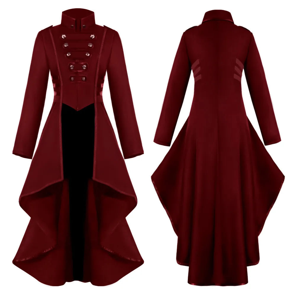 Women’s Gothic Steampunk Tailcoat Jacket | Retro Victorian Cosplay Coat | Medieval Halloween Tuxedo Dress