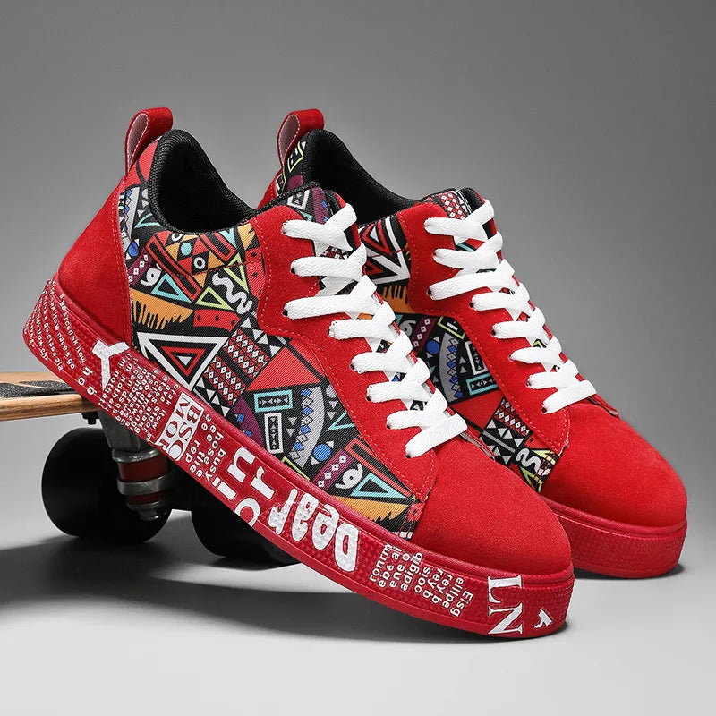 Mens Casual Sport Shoes 2025 Autumn Fashion Comfort Non Slip Casual Sneakers Platform Outdoor Running Shoes Graffiti Board Shoes