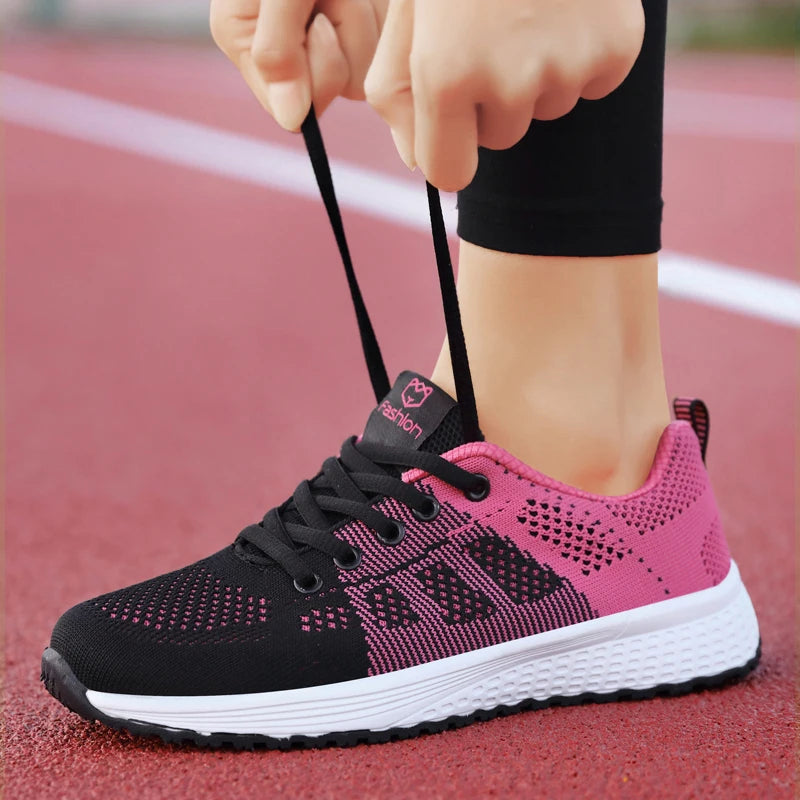 Breathable Mesh Lace-Up Sneakers