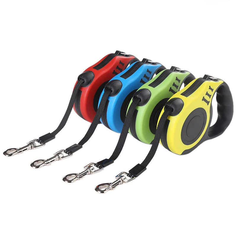 Retractable Dog Leash 3m/5m – Tangle‑Free Nylon Lead for Small & Medium Pets