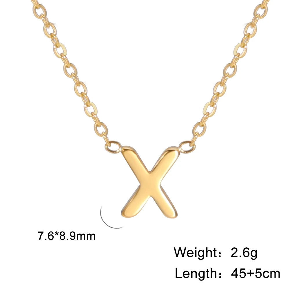 Minimalist Initial Necklace A–Z – Stainless Steel Letter Pendant Choker for Women (Gold & Steel)