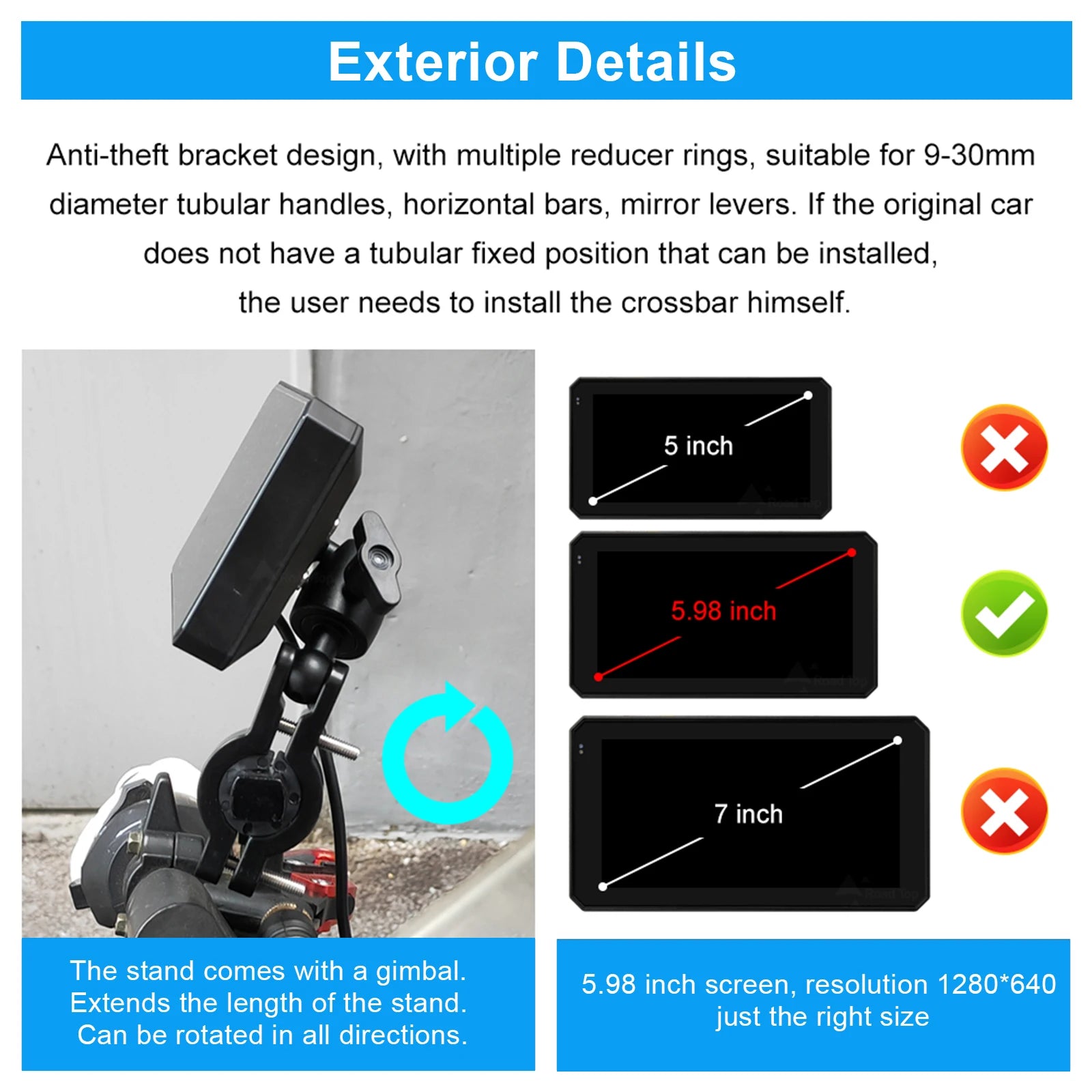 5.98 Inch IPX7 Waterproof Motorcycle Navigation Screen
