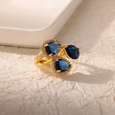 Luxury Gold Plated Colorful Zircon Heart Ring for Women | Stainless Steel