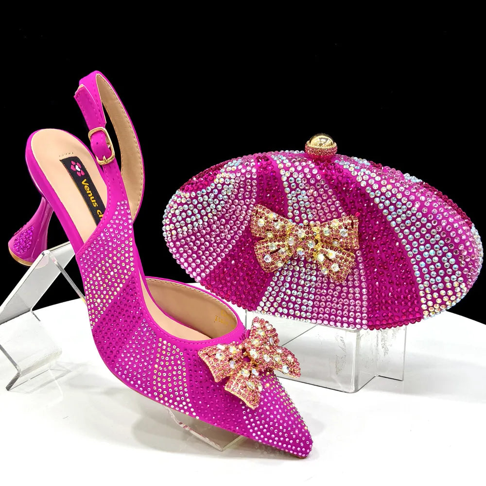 Italian Design Women’s Heels & Rhinestone Butterfly Bag Set – Bridal & Evening Wear (US Sizes 6–11)