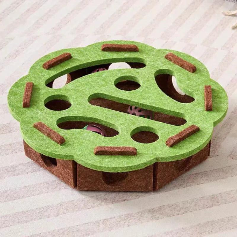 Interactive Cat Puzzle Maze Toy – Felt Box with Bell Ball for Smart Play