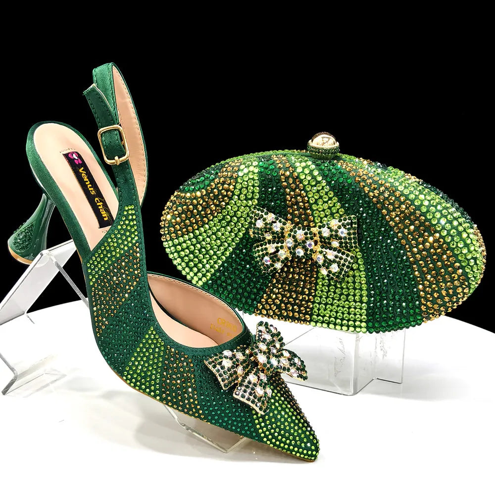 Italian Design Women’s Heels & Rhinestone Butterfly Bag Set – Bridal & Evening Wear (US Sizes 6–11)