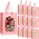 5/10pcs Transparent Window Gift Bags – White & Black Paperboard Packaging Boxes for Weddings, Birthdays, Parties, Baking & Takeout