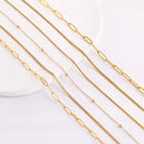 5‑Piece Stainless Steel Chain Necklace Set – Bead, Rope, Cuban, Paperclip & Snake Link Chains for Women, 18K Gold & Steel DIY Jewelry