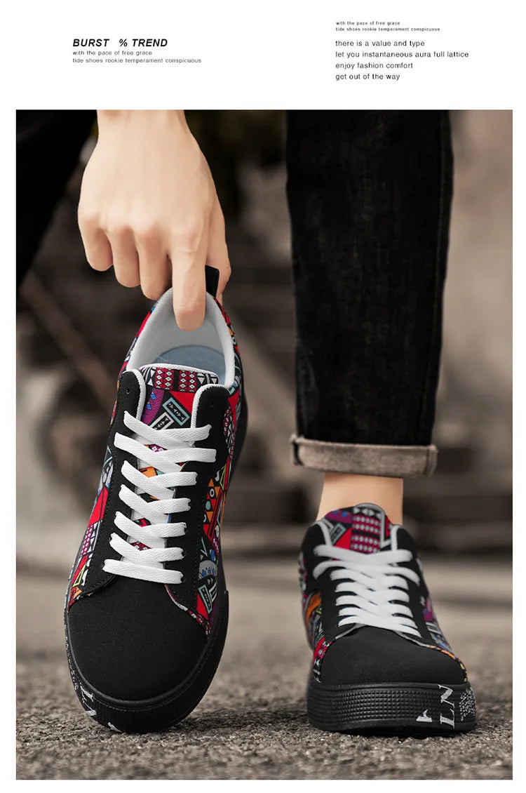Mens Casual Sport Shoes 2025 Autumn Fashion Comfort Non Slip Casual Sneakers Platform Outdoor Running Shoes Graffiti Board Shoes
