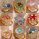 Luxury Gold Plated Colorful Zircon Heart Ring for Women | Stainless Steel