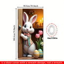 2D Easter Door Casing Banner – Cute Bunny, Easter Egg & Flower Printed Door Frame Decoration for Spring Parties & Holiday Events