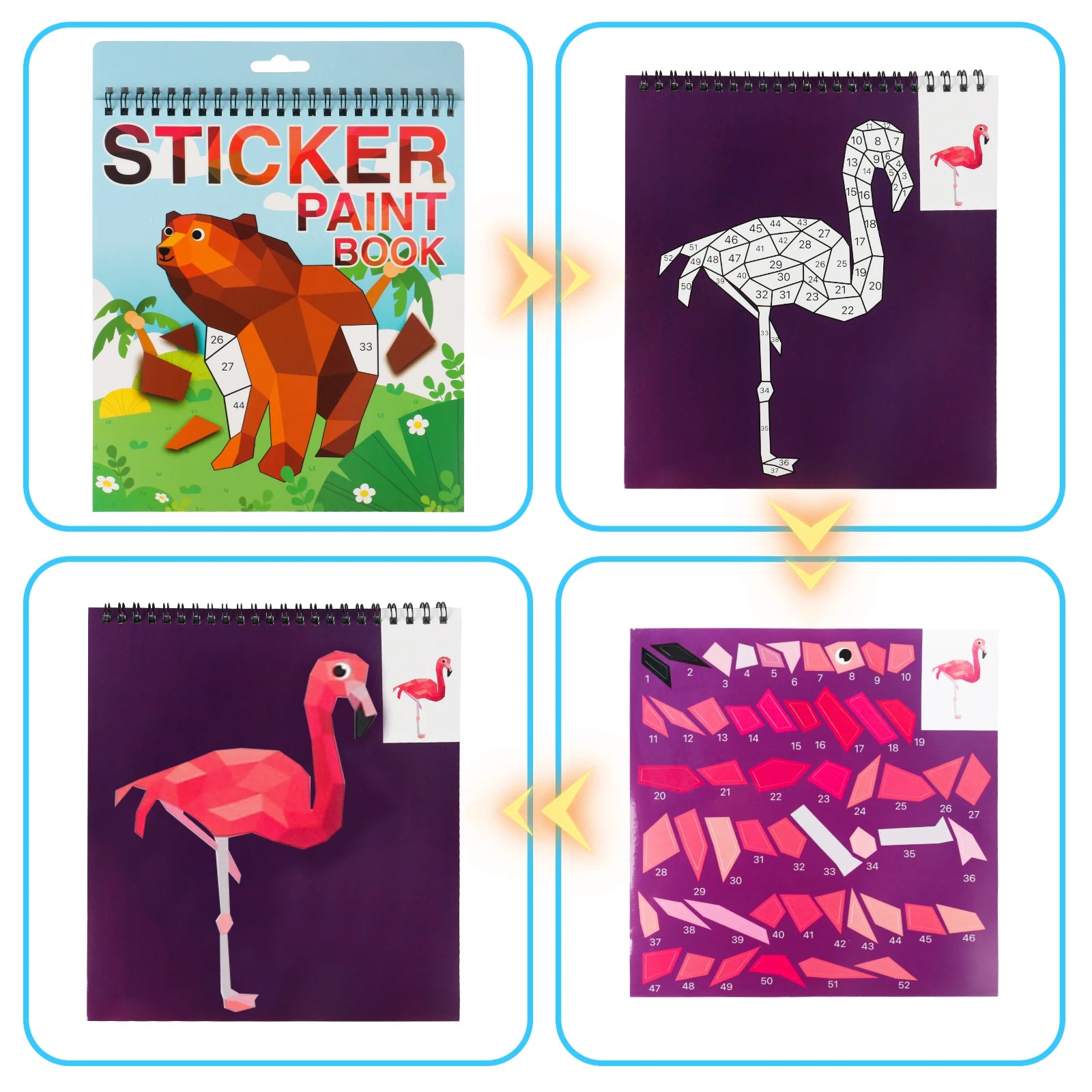Sticker by Number Book for Kids Ages 4–8 | Animal Craft Activity Book | Travel Busy Toy