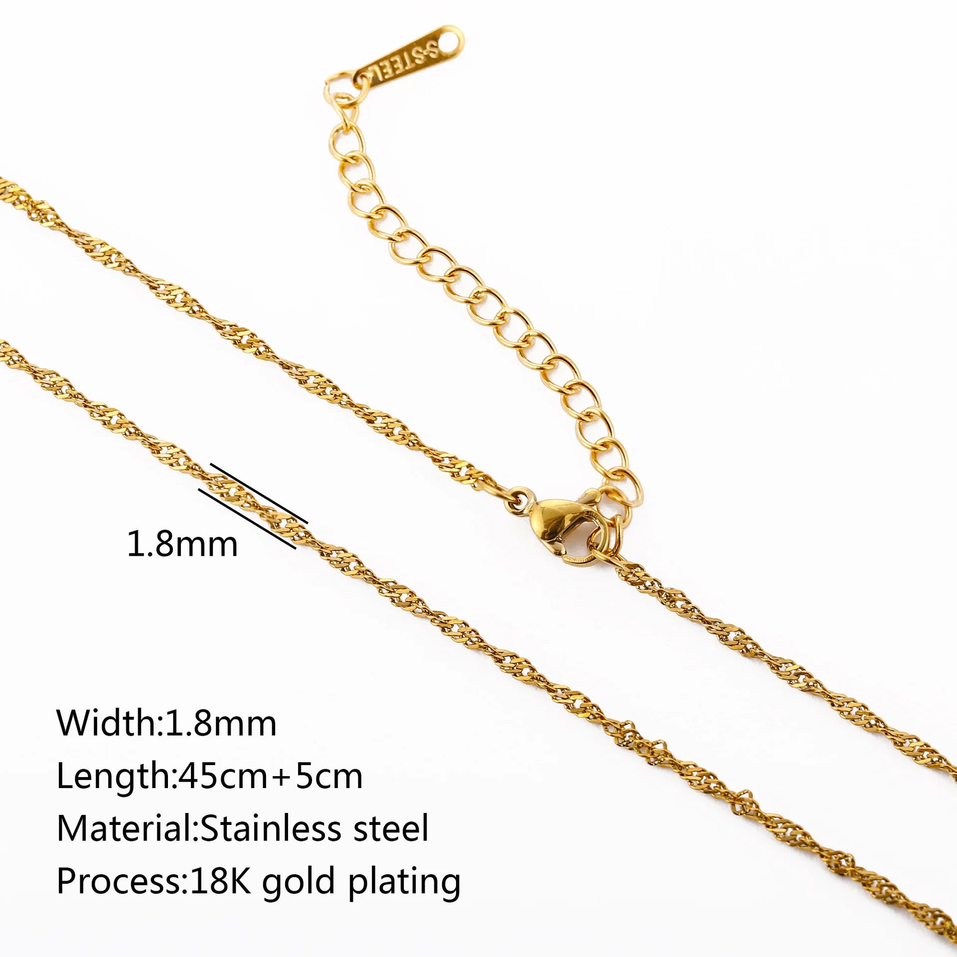 5‑Piece Stainless Steel Chain Necklace Set – Bead, Rope, Cuban, Paperclip & Snake Link Chains for Women, 18K Gold & Steel DIY Jewelry