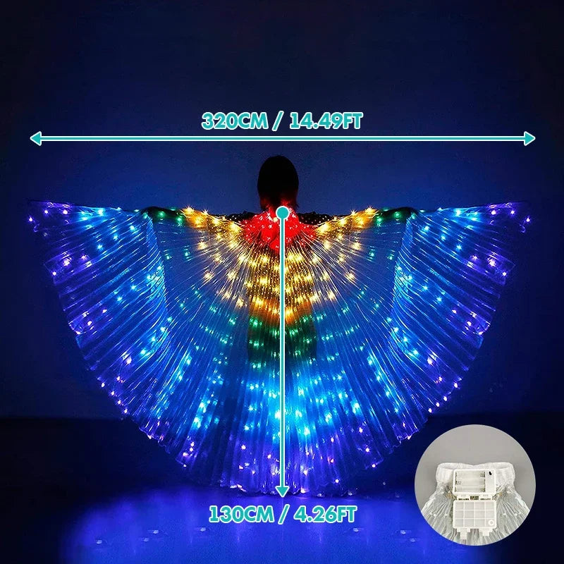 RGB IC LED Belly Dance Wings | Smart Remote Control Butterfly Costume | DIY Color Performance Props for Adults