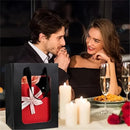5/10pcs Transparent Window Gift Bags – White & Black Paperboard Packaging Boxes for Weddings, Birthdays, Parties, Baking & Takeout