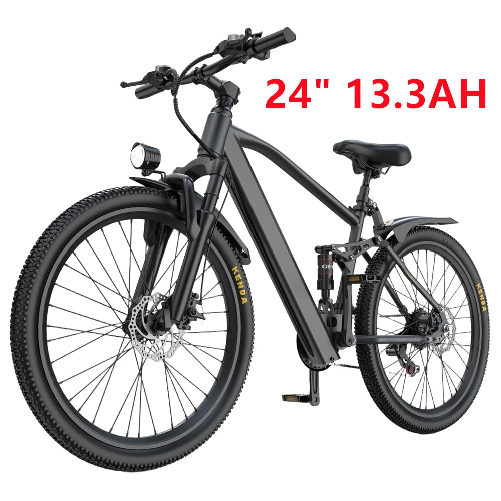26"/24" Electric Mountain E‑Bike for Adults – 1000W Peak Motor, 36V 10.3Ah/13.3Ah Battery, 19.7 MPH Commuter Ebike