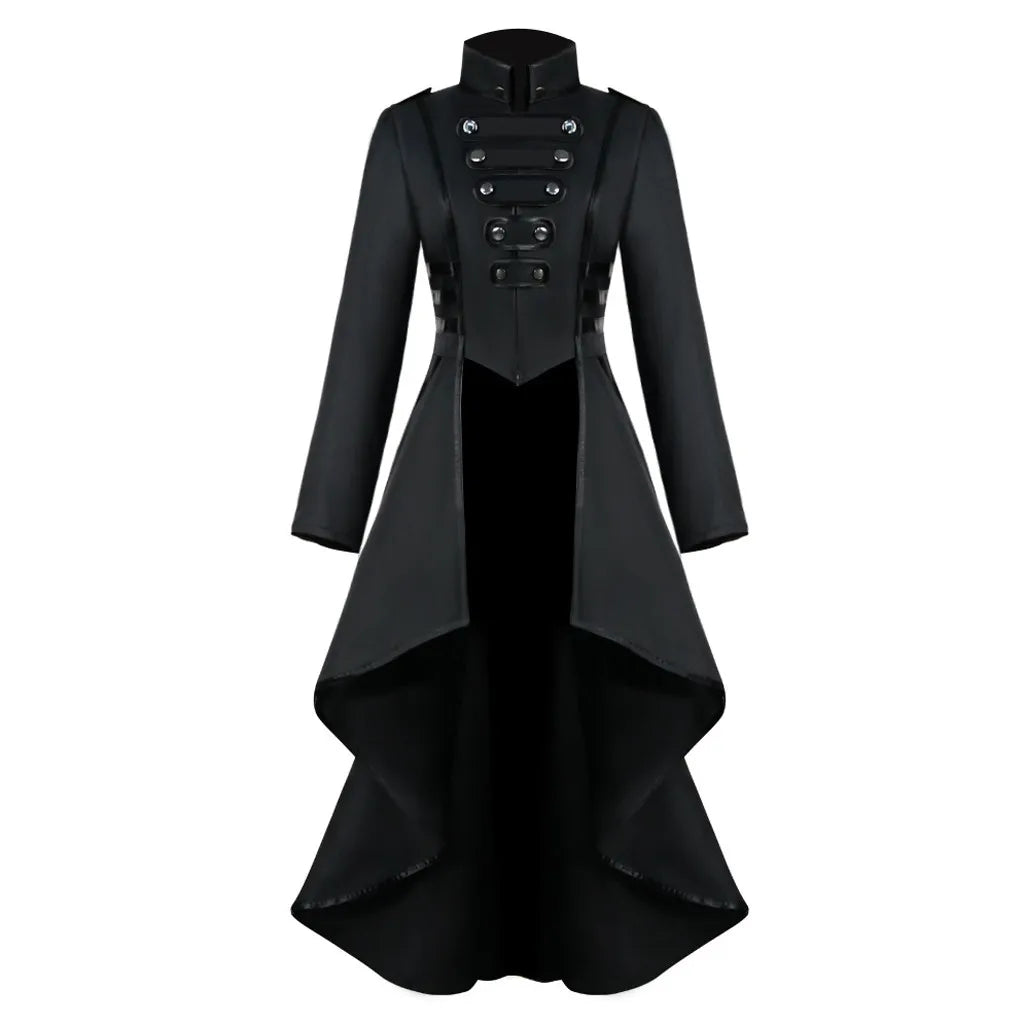 Women’s Gothic Steampunk Tailcoat Jacket | Retro Victorian Cosplay Coat | Medieval Halloween Tuxedo Dress