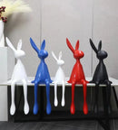 45cm Light Luxury Rabbit Sculpture – Nordic Resin Sitting Bunny Ornament for Living Room, Foyer & Tabletop Home Decor (Blue/White/Black)