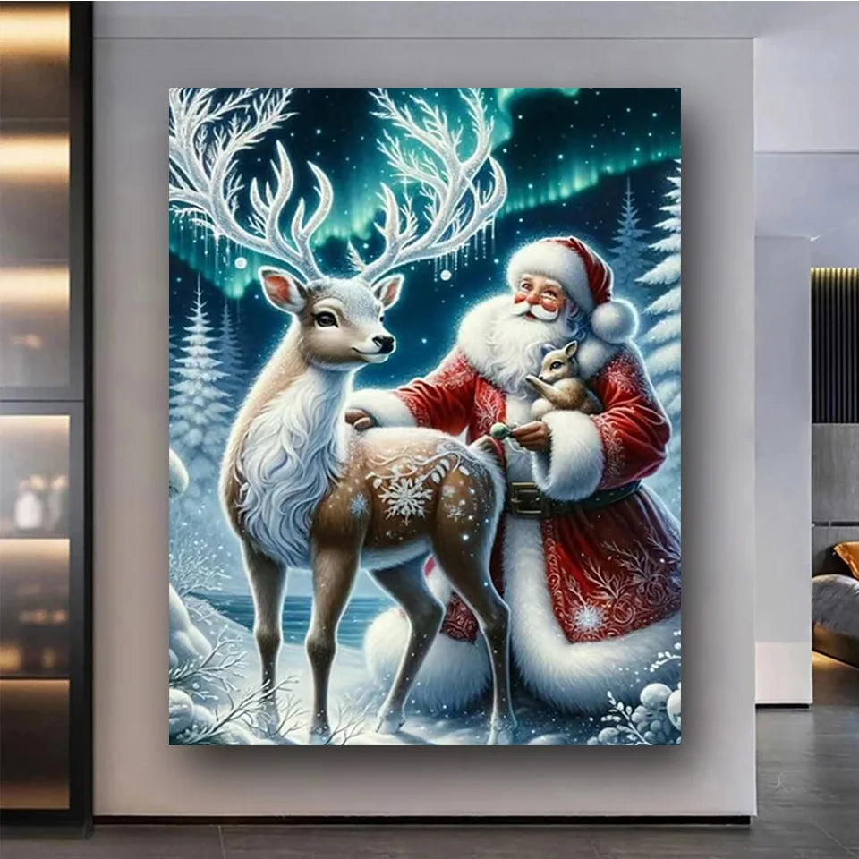 Santa Claus and Deer Diamond Painting