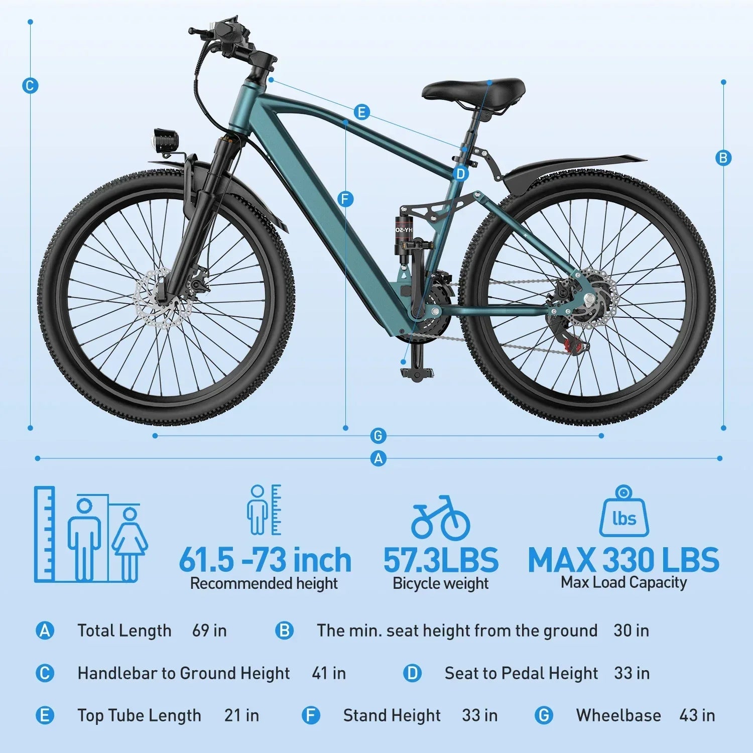 26"/24" Electric Mountain E‑Bike for Adults – 1000W Peak Motor, 36V 10.3Ah/13.3Ah Battery, 19.7 MPH Commuter Ebike