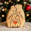 Personalized Wooden Bear Family Puzzle – Custom Name Engraved Home Decor, Heartwarming Gift for Mom, Baby, Couples & Holidays