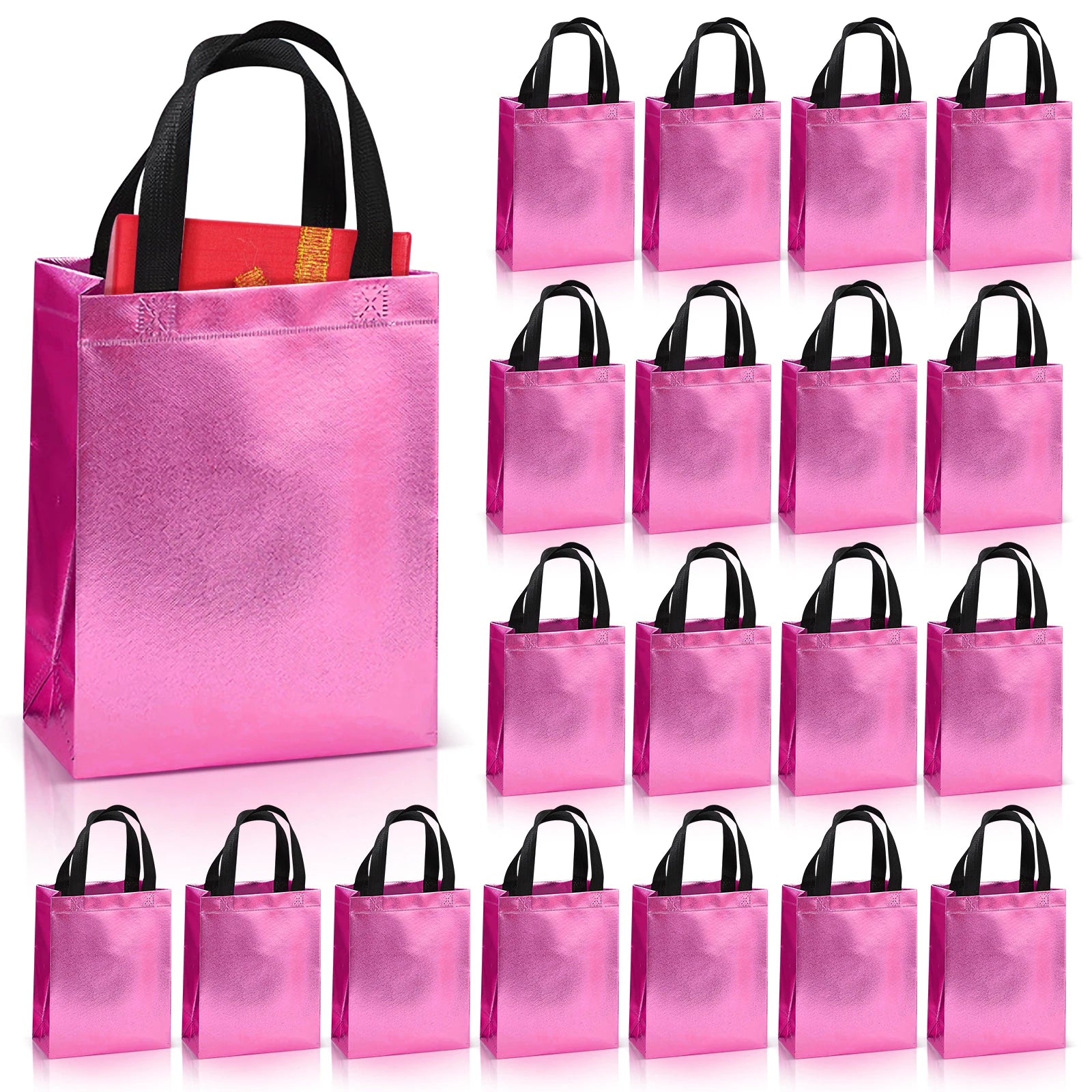 20pcs Aluminized Non‑Woven Gift Bags – Reusable Leak‑Proof Tote Bags for Shopping, Mother’s Day, Graduation, Party & Event Packaging