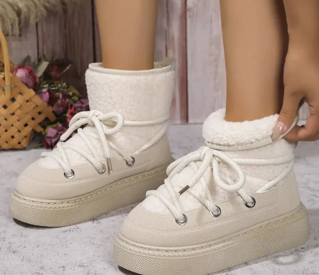 Cozy Fashion Lace-up Snow Boots