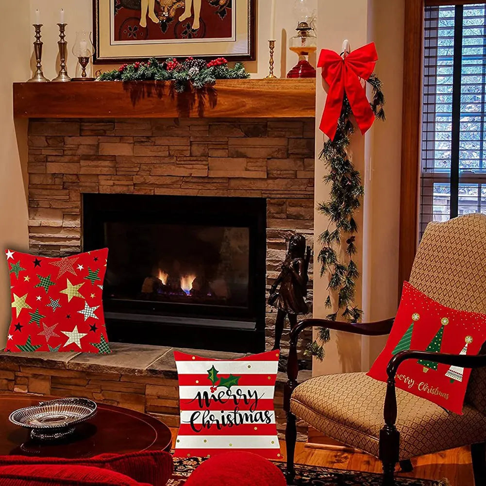 Festive Linen Cushion Covers Set