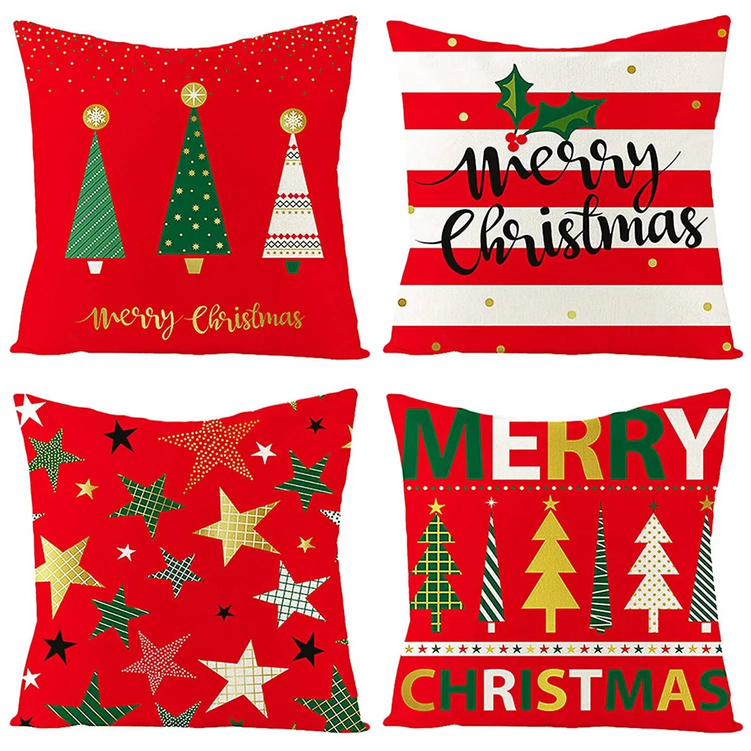 Festive Linen Cushion Covers Set