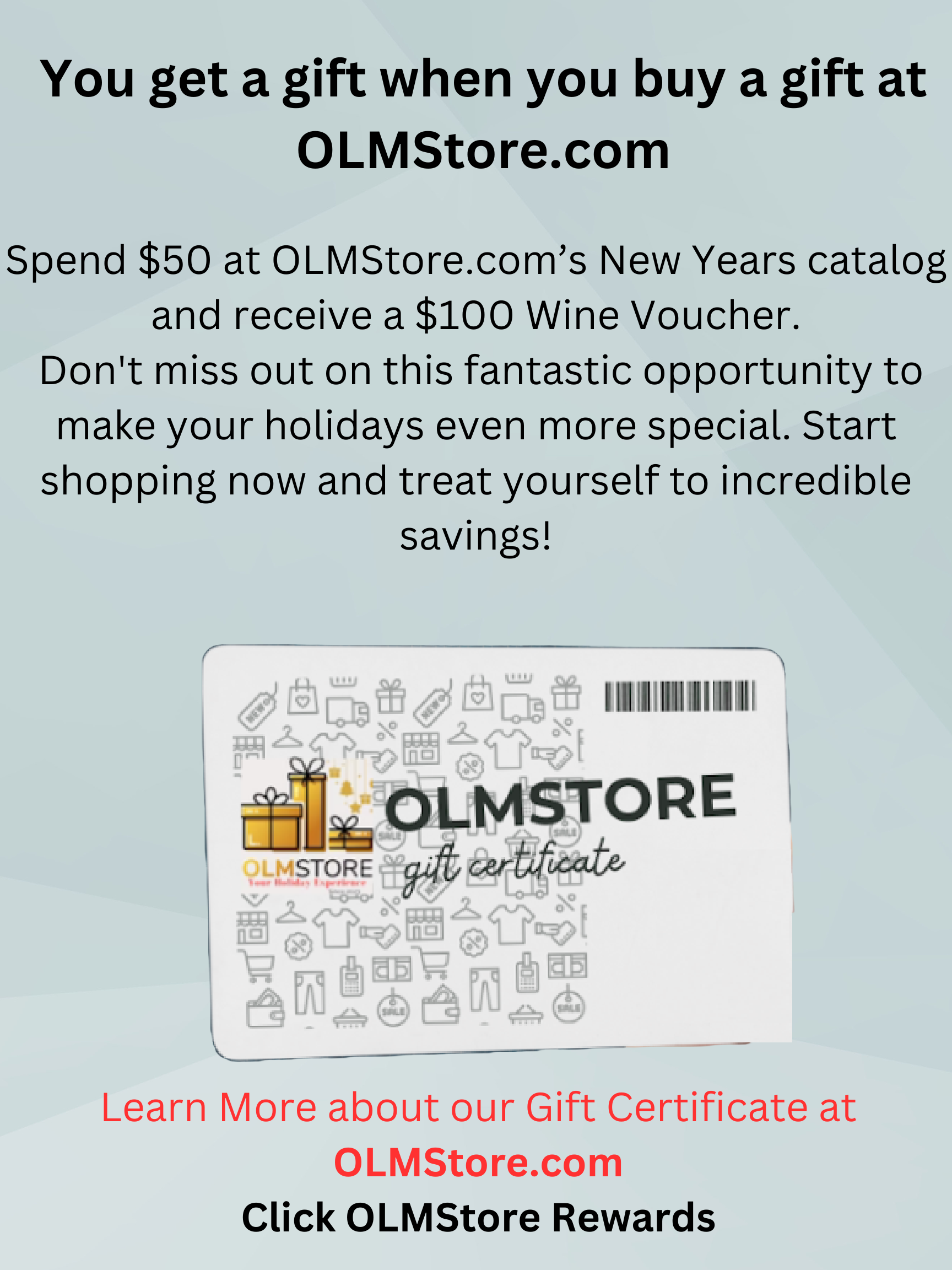 Enjoy a $100 wine voucher with $50 purchase from our New Years collection! This offer is not sold out
